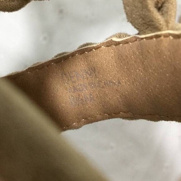 Tahari Tan "Denny" Woven Detail Open Toe Faux Suede Strappy Lace Up Sandal 8.5M - Picture 9 of 10